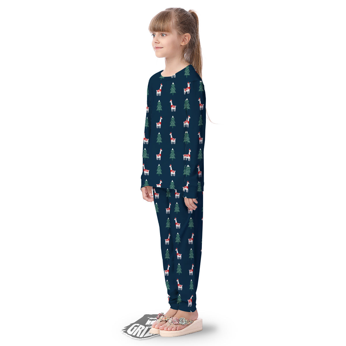Llama Xmas Print Pattern Kid's Pajamas-grizzshop