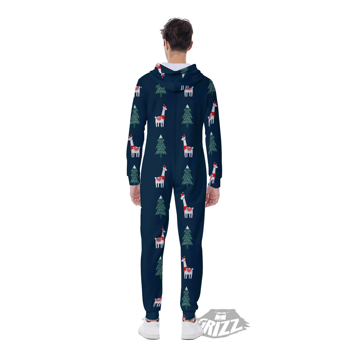 Llama Xmas Print Pattern Men's Jumpsuit-grizzshop