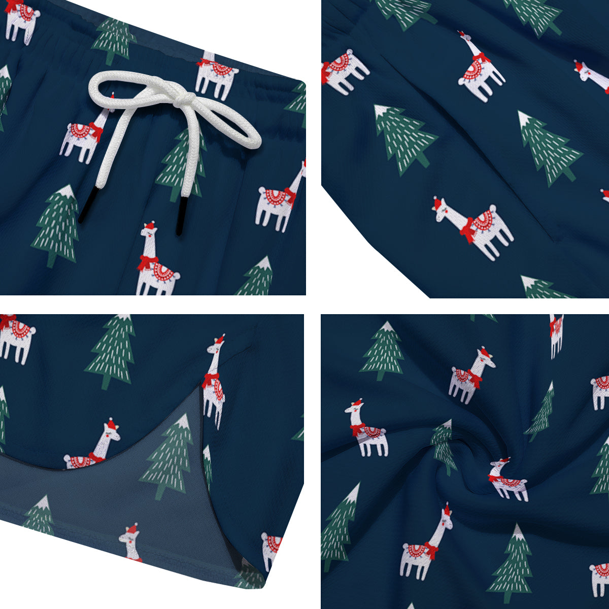 Llama Xmas Print Pattern Men's Running Shorts-grizzshop