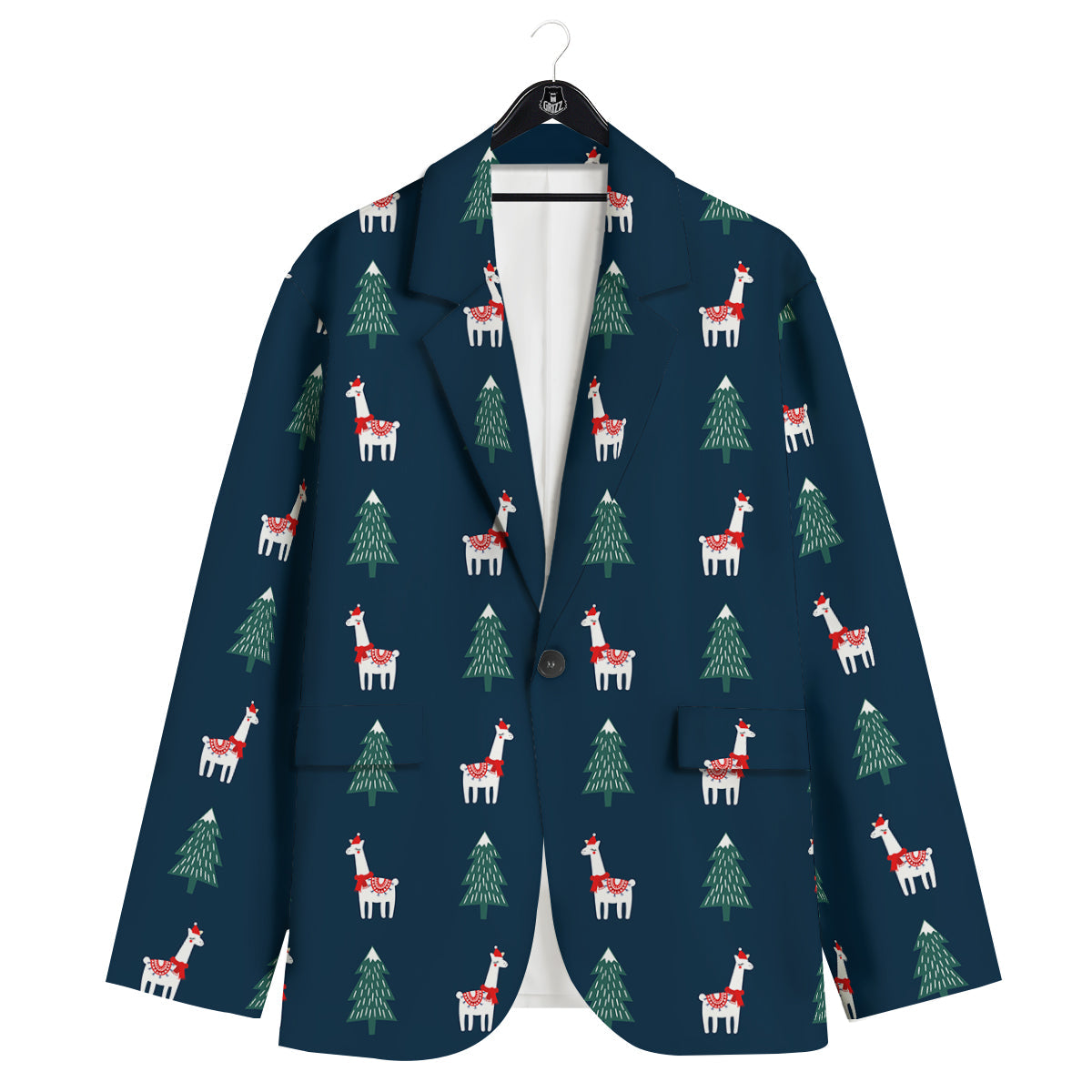Llama Xmas Print Pattern Men's Sport Coat-grizzshop