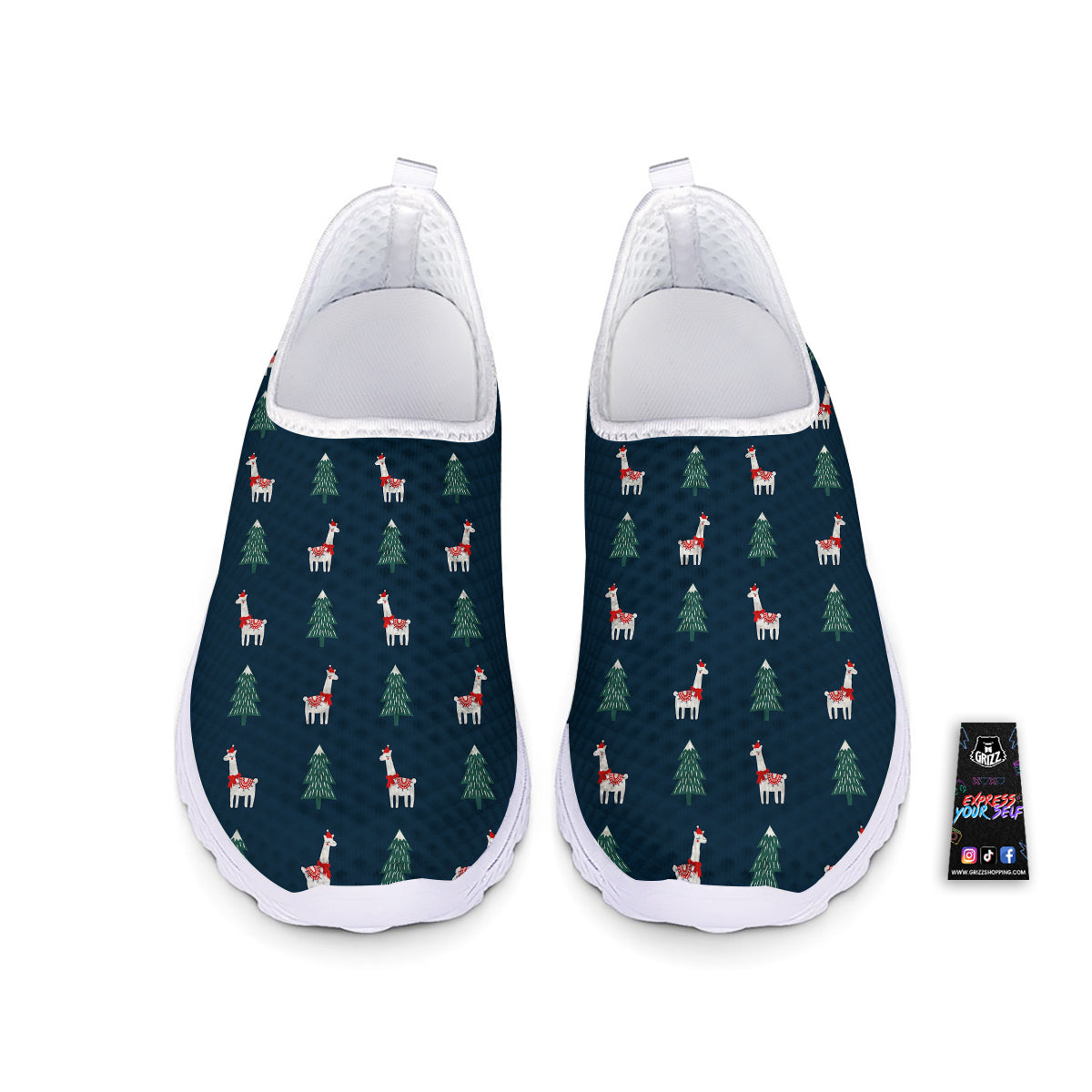 Llama Xmas Print Pattern Nurse Shoes-grizzshop