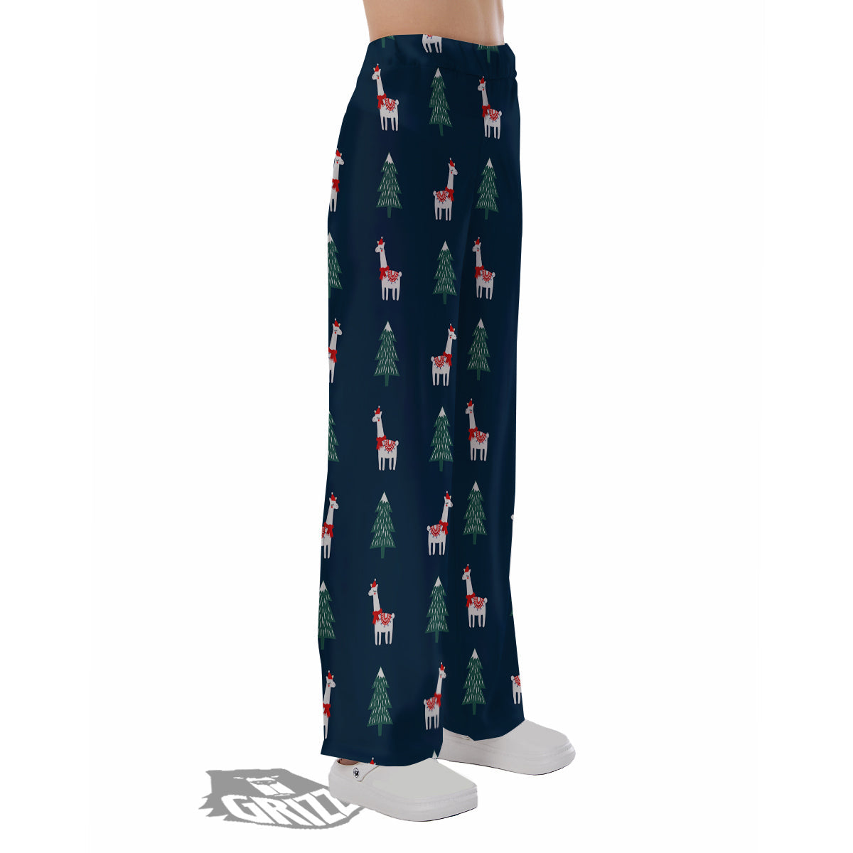 Llama Xmas Print Pattern Pajama Pants-grizzshop