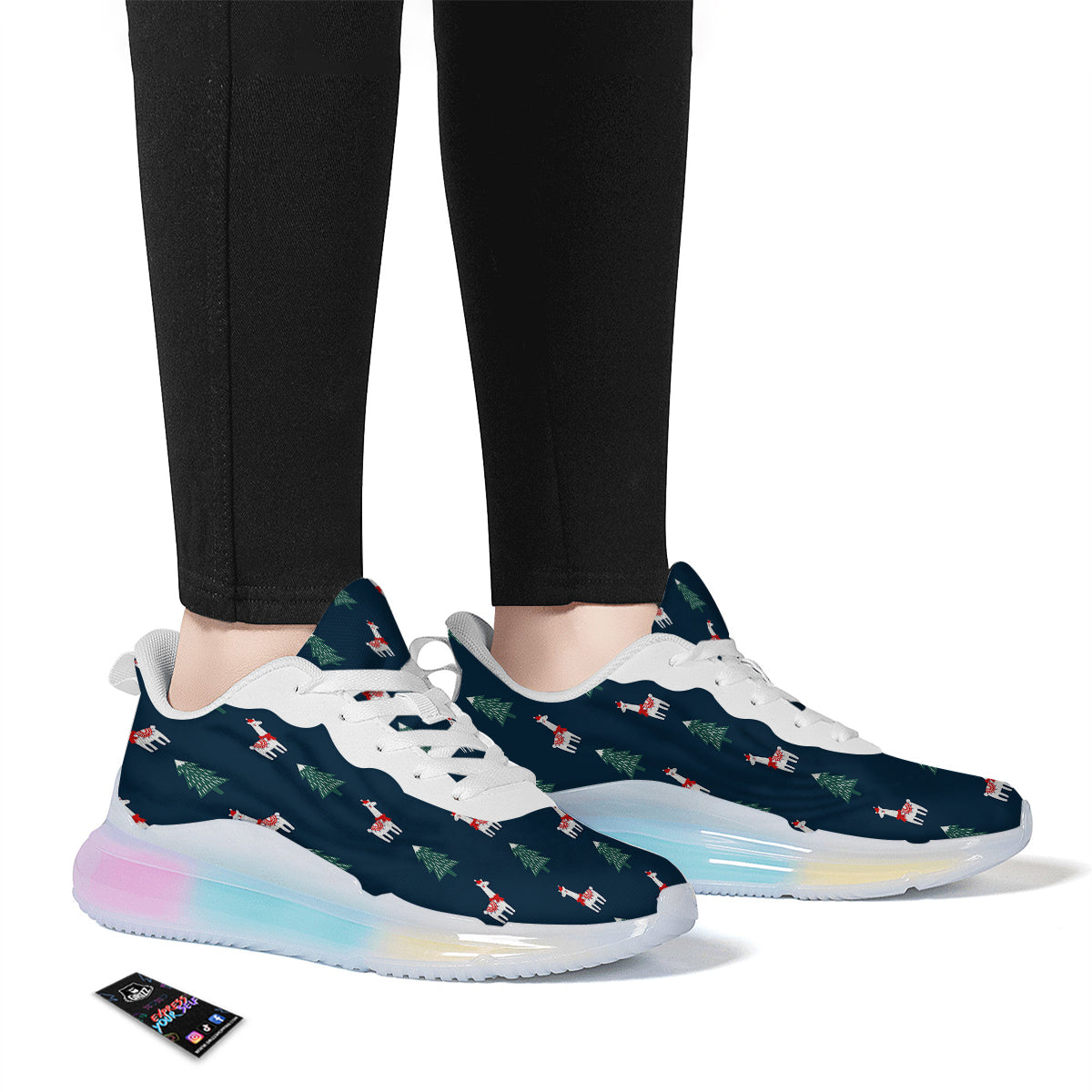 Llama Xmas Print Pattern Running Sneakers-grizzshop