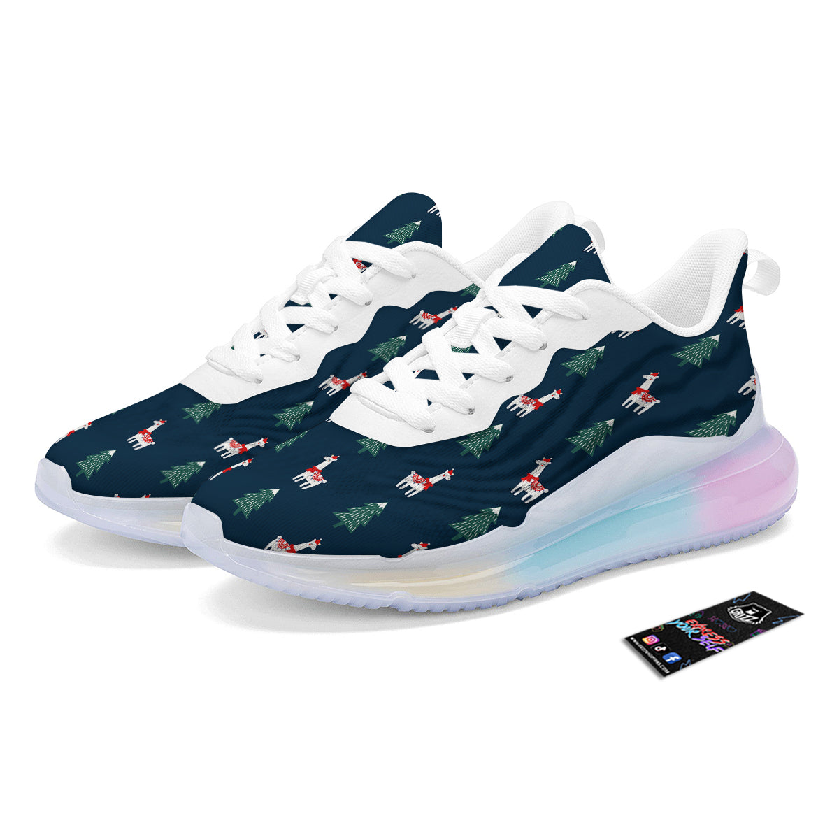 Llama Xmas Print Pattern Running Sneakers-grizzshop