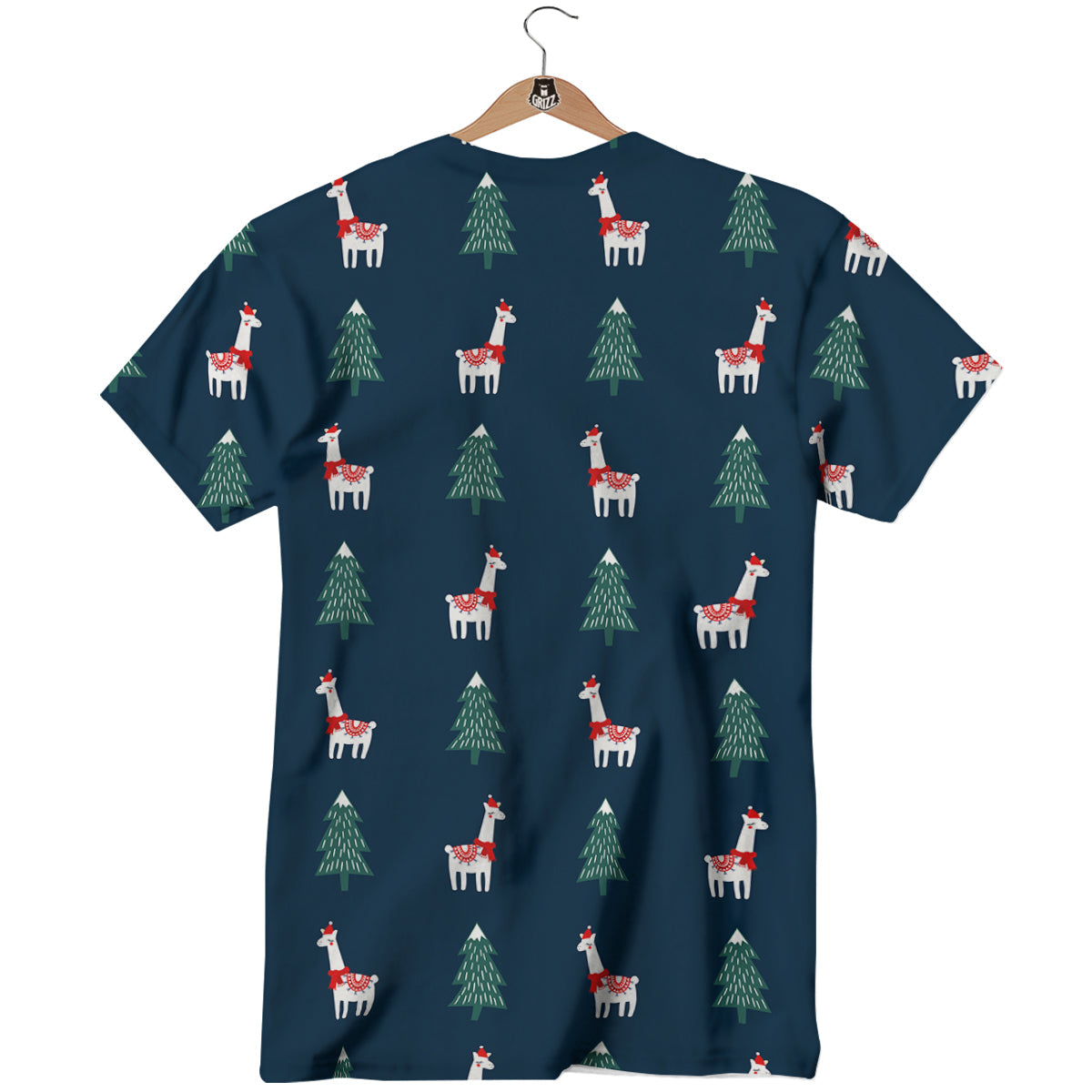 Llama Xmas Print Pattern T-Shirt-grizzshop