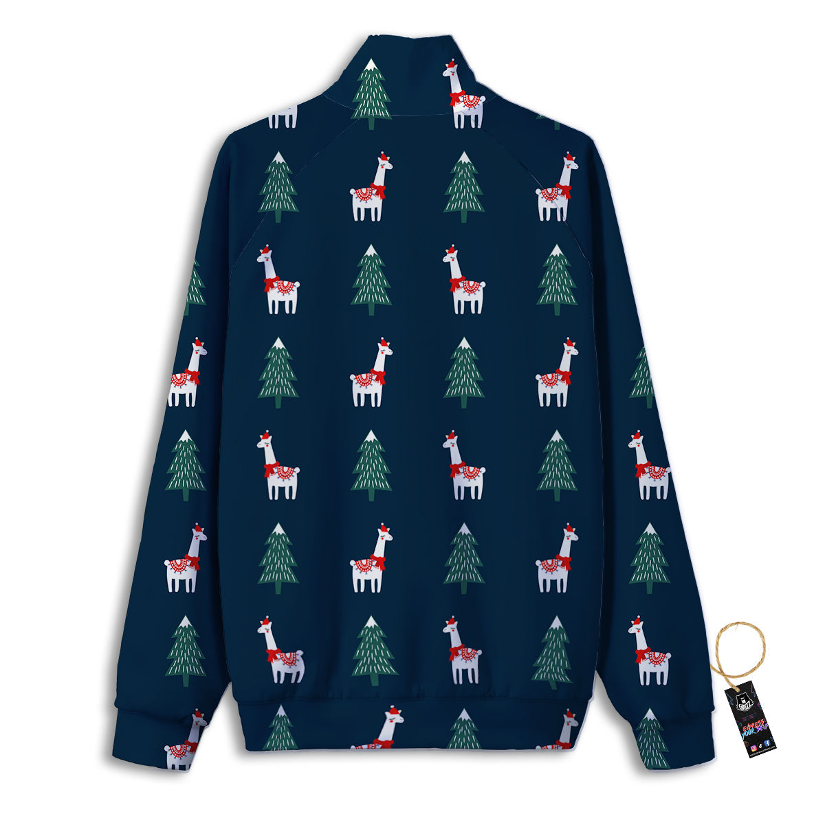 Llama Xmas Print Pattern Track Jacket-grizzshop