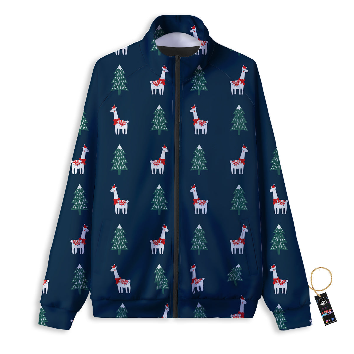 Llama Xmas Print Pattern Track Jacket-grizzshop
