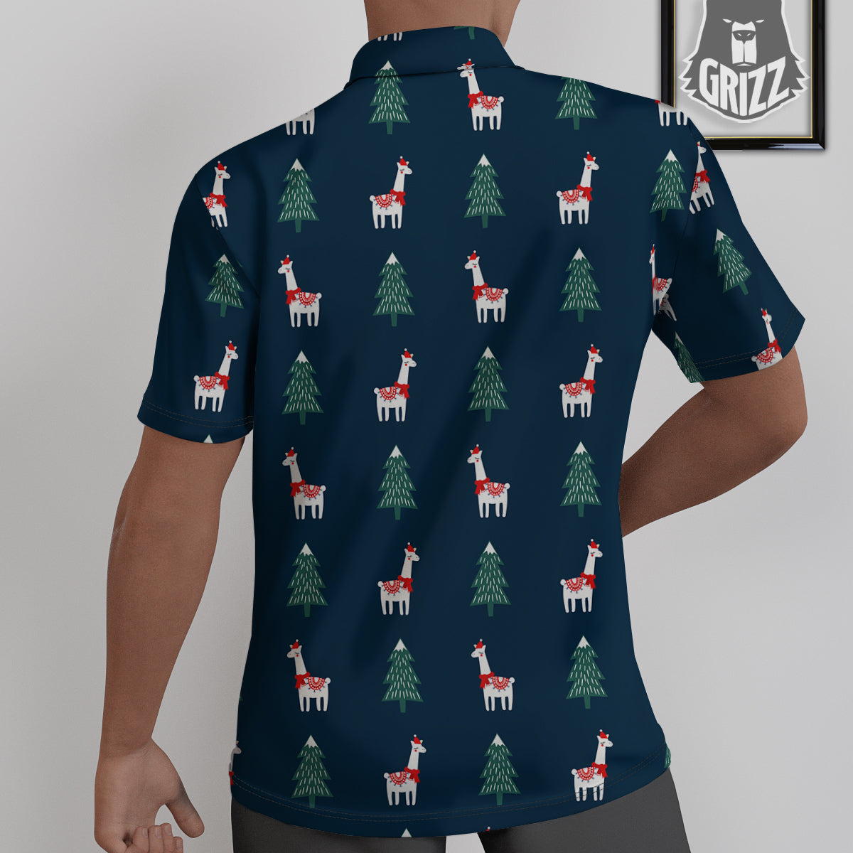 Llama Xmas Print Pattern Untucked Shirts-grizzshop