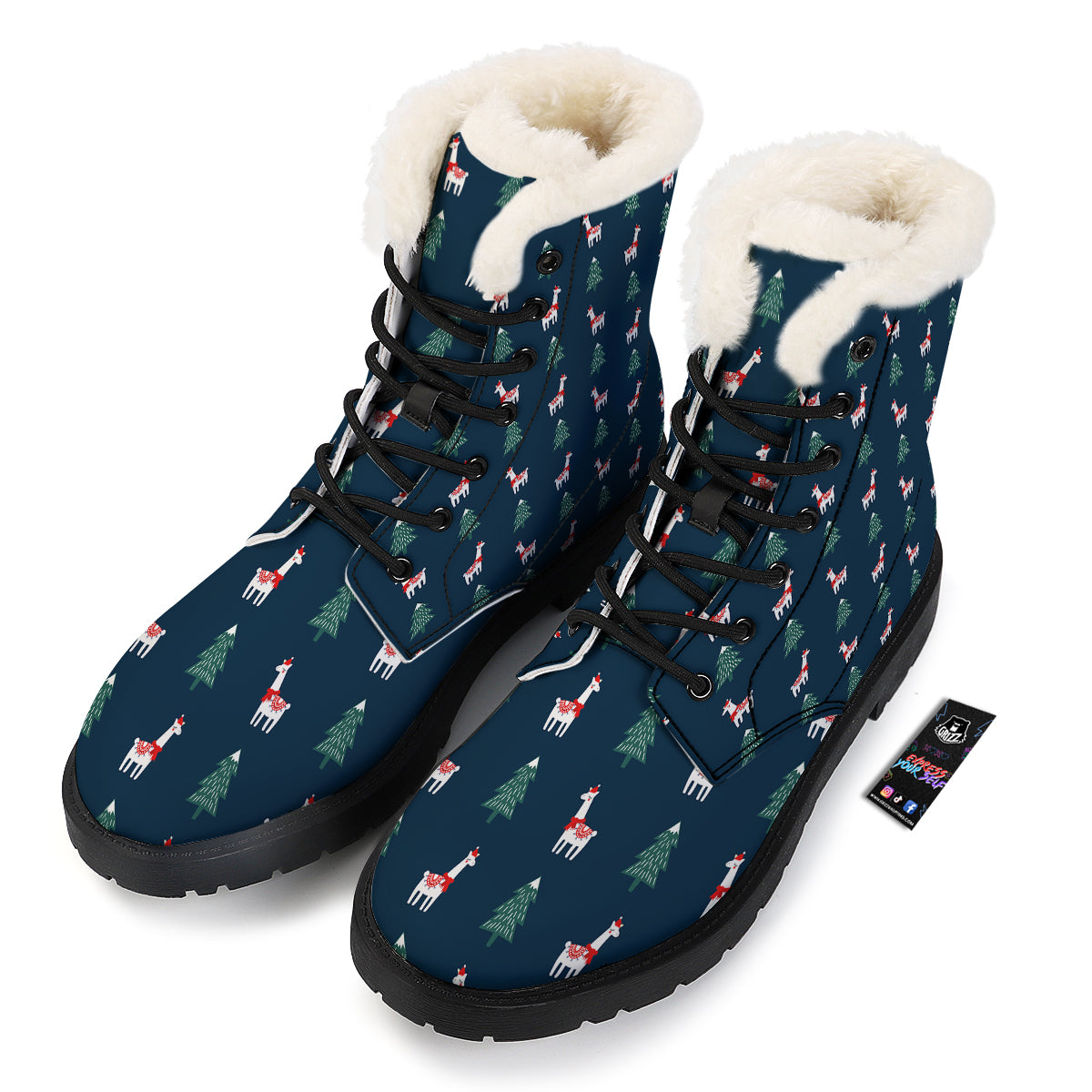 Llama Xmas Print Pattern Winter Boots-grizzshop