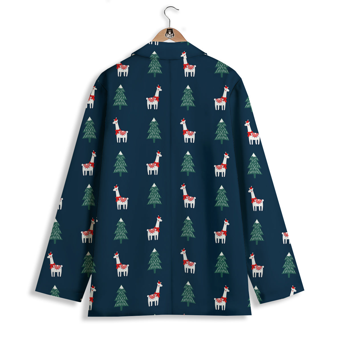 Llama Xmas Print Pattern Women's Blazer-grizzshop