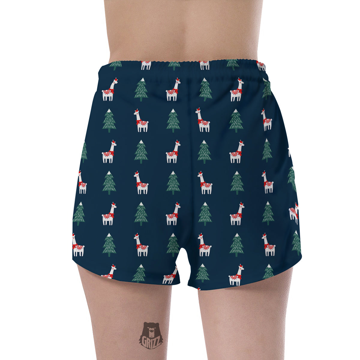 Llama Xmas Print Pattern Women's Shorts-grizzshop