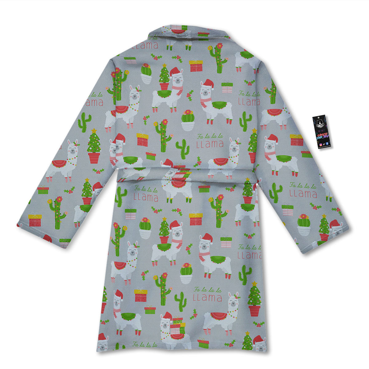 Llama Xmas Santa Claus Print Pattern Bathrobe-grizzshop