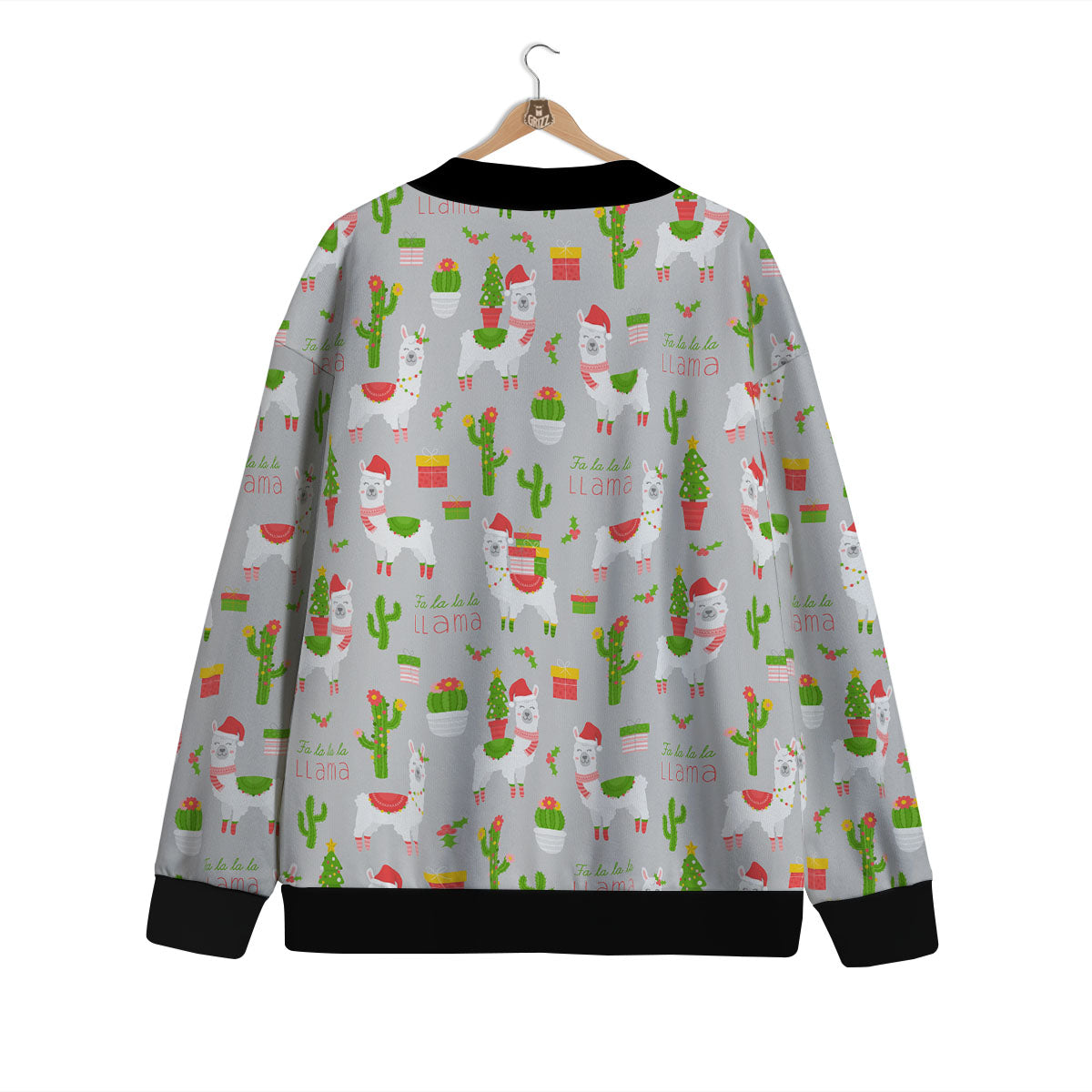 Llama Xmas Santa Claus Print Pattern Cardigan-grizzshop