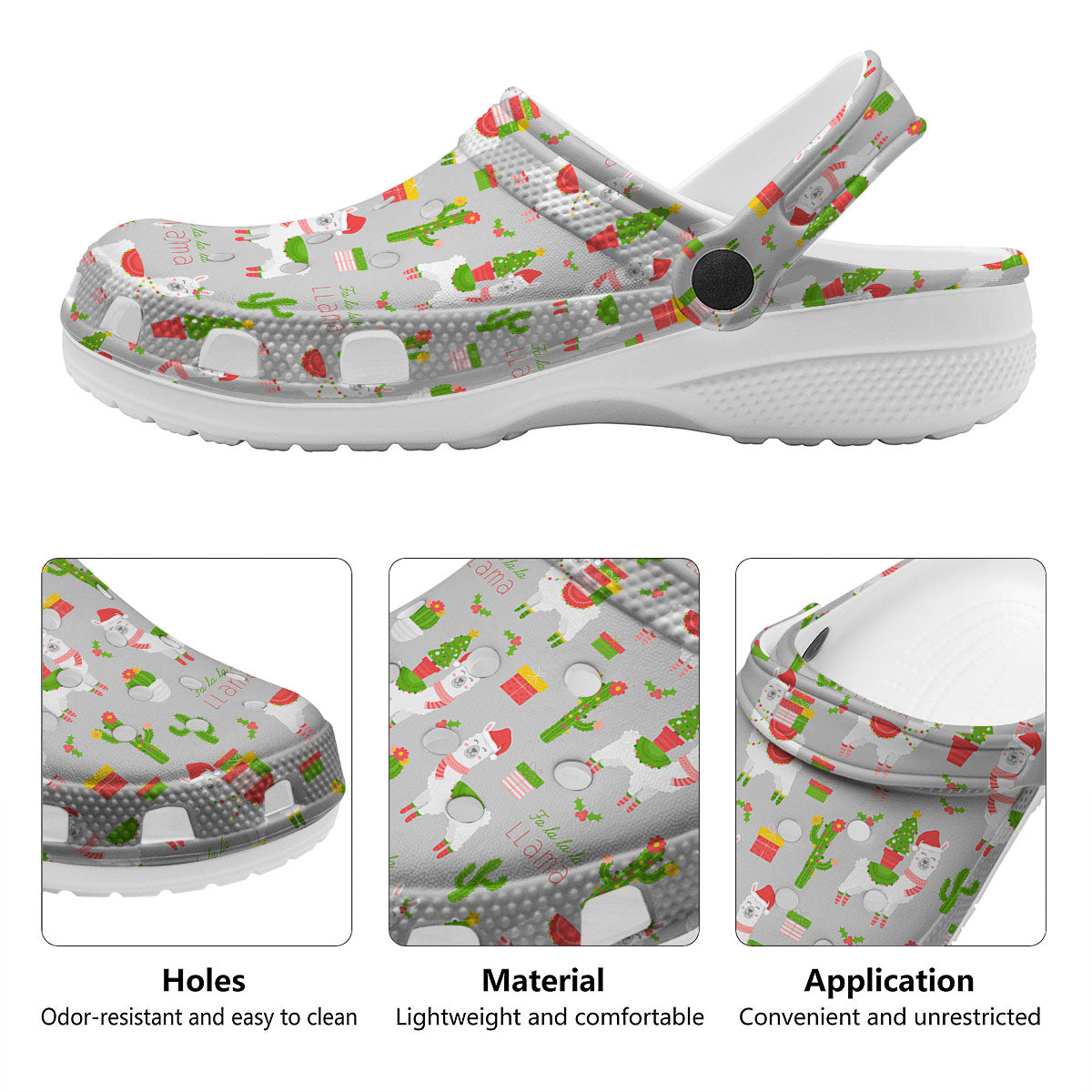 Llama Xmas Santa Claus Print Pattern Clog-grizzshop