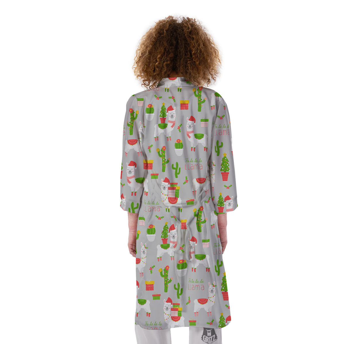 Llama Xmas Santa Claus Print Pattern Kimono-grizzshop
