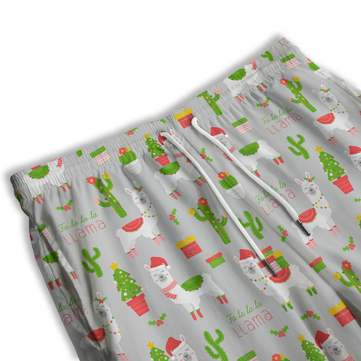 Llama Xmas Santa Claus Print Pattern Men's Athletic Shorts
