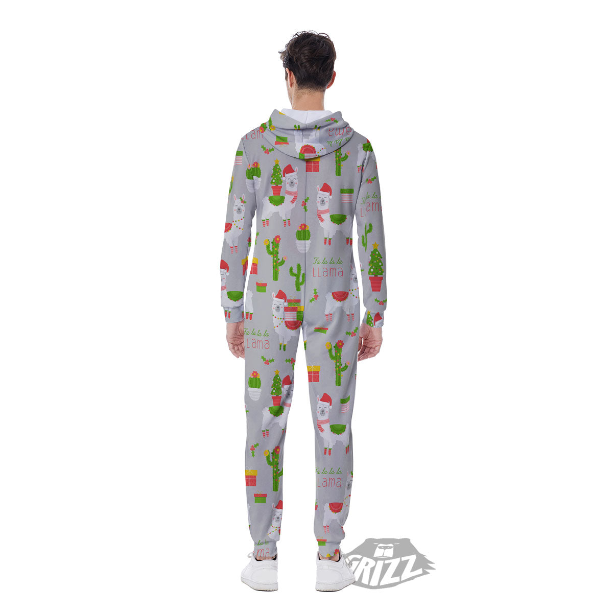 Llama Xmas Santa Claus Print Pattern Men's Jumpsuit-grizzshop