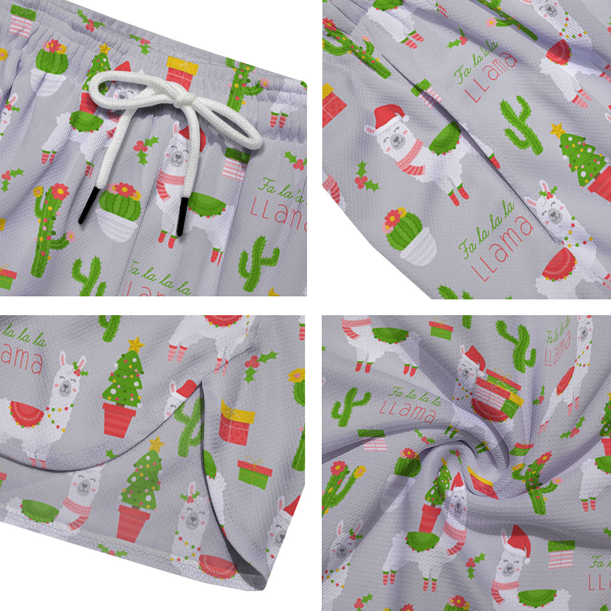 Llama Xmas Santa Claus Print Pattern Men's Running Shorts-grizzshop
