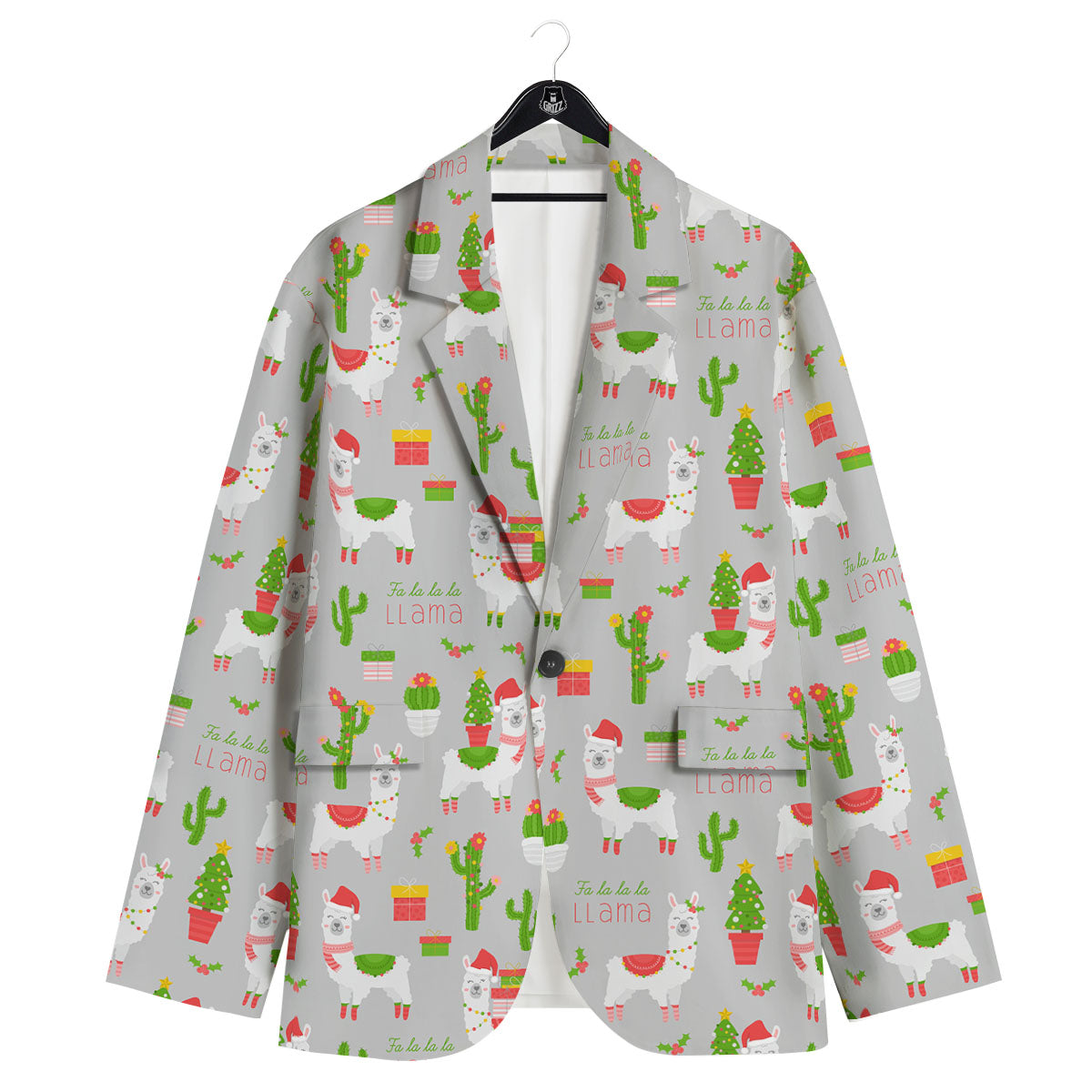 Llama Xmas Santa Claus Print Pattern Men's Sport Coat-grizzshop
