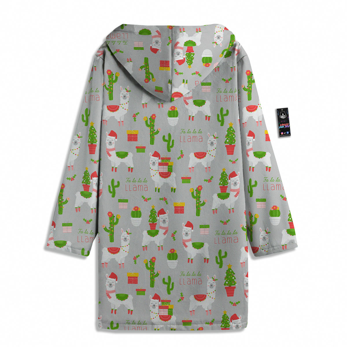 Llama Xmas Santa Claus Print Pattern Men's Windbreaker Jacket-grizzshop