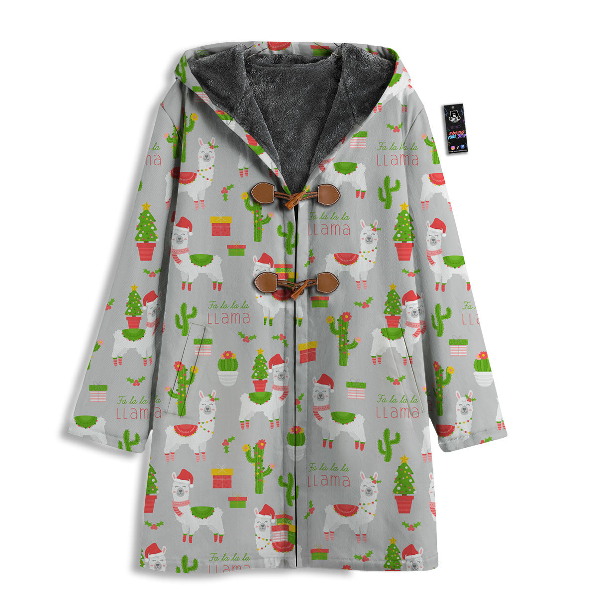 Llama Xmas Santa Claus Print Pattern Men's Windbreaker Jacket-grizzshop