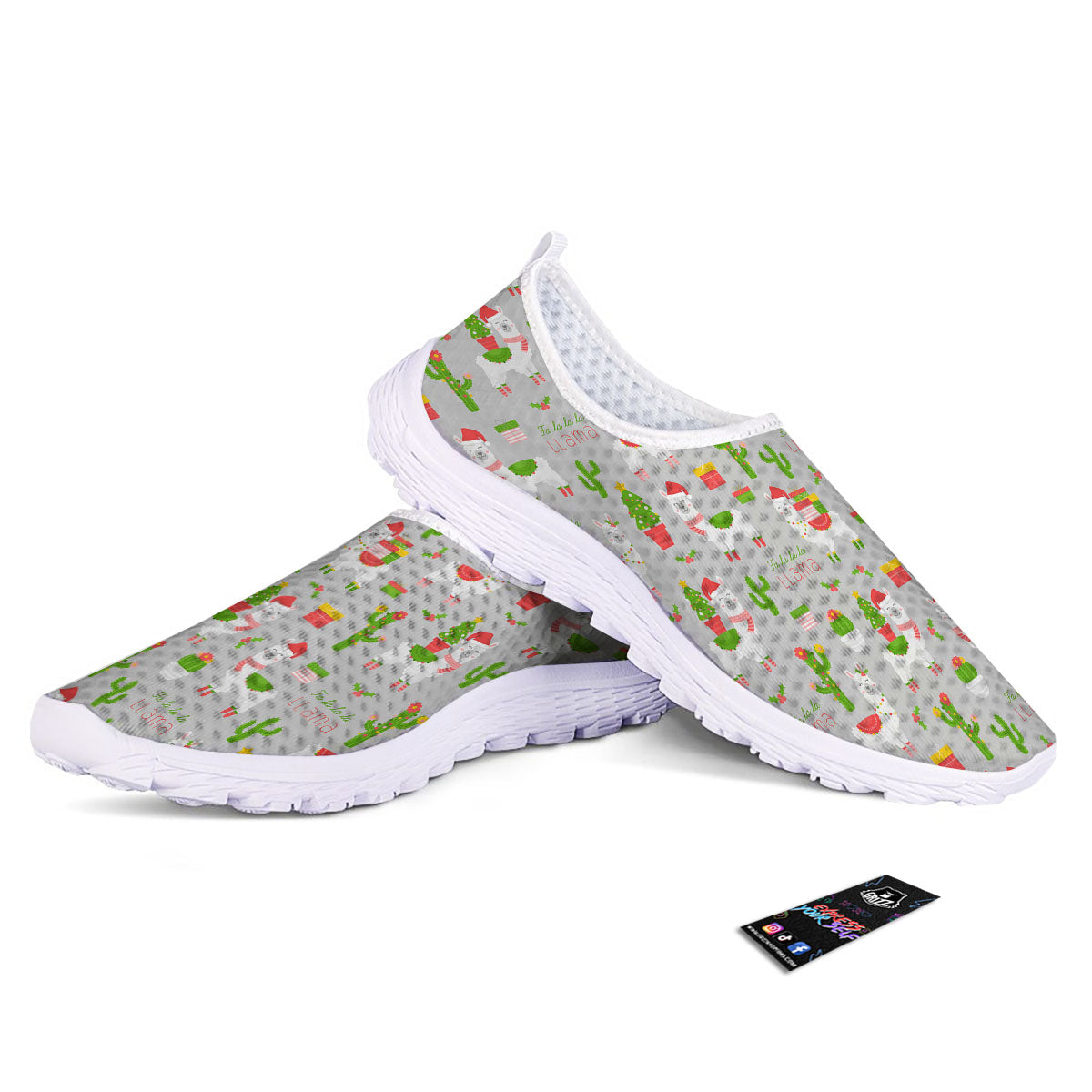 Llama Xmas Santa Claus Print Pattern Nurse Shoes-grizzshop