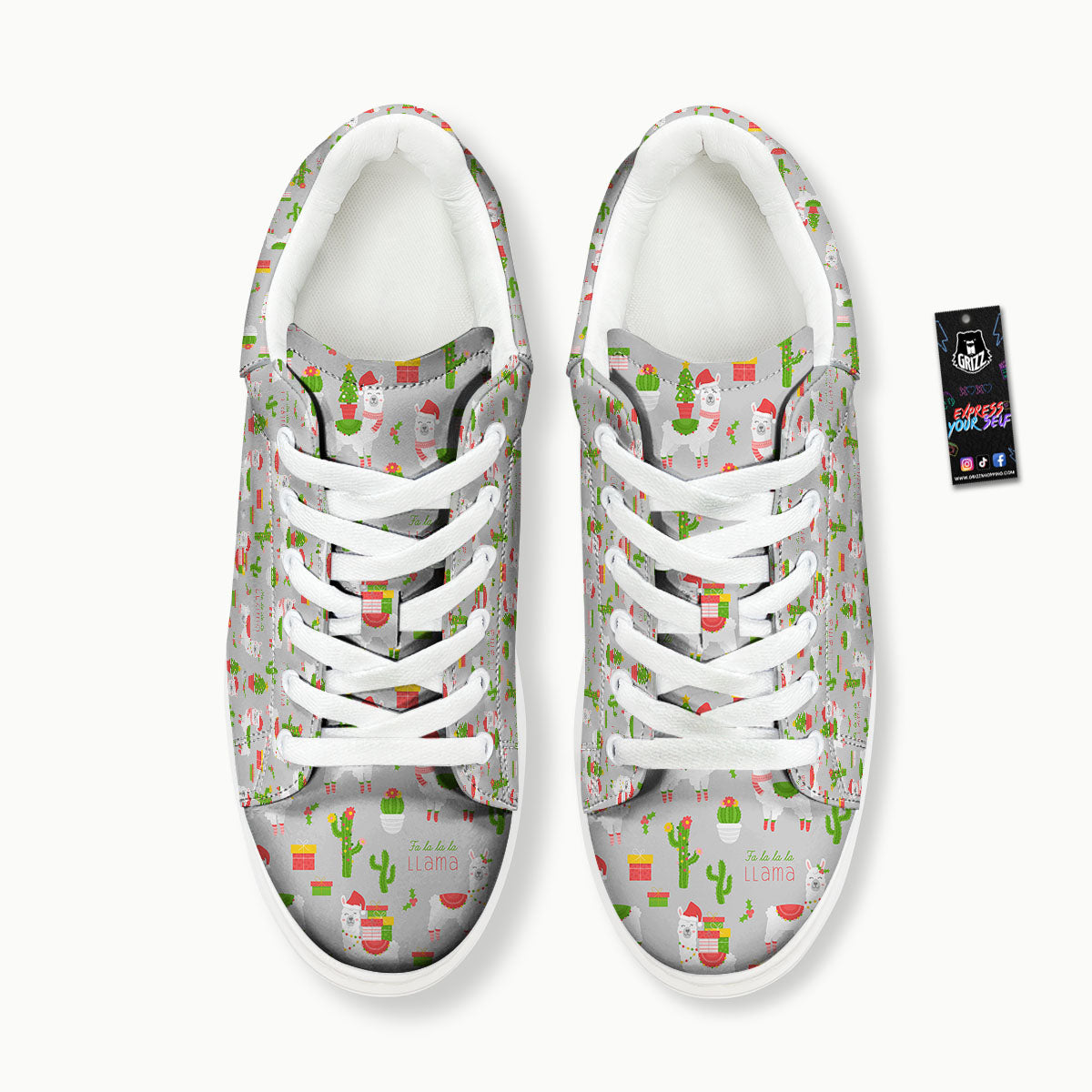 Llama Xmas Santa Claus Print Pattern Platform Shoes-grizzshop