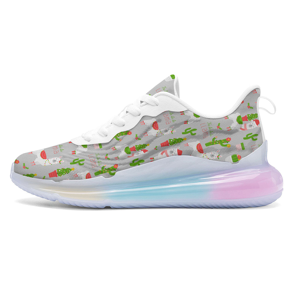 Llama Xmas Santa Claus Print Pattern Running Sneakers-grizzshop