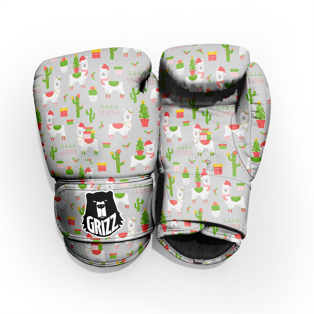 Llama Xmas Santa Claus Print Pattern Pro Boxing Glove