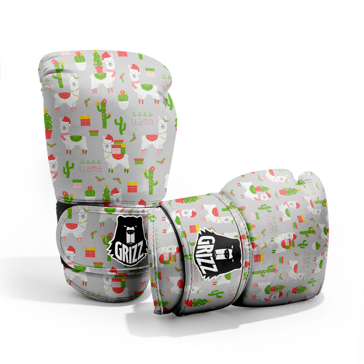 Llama Xmas Santa Claus Print Pattern Pro Boxing Glove