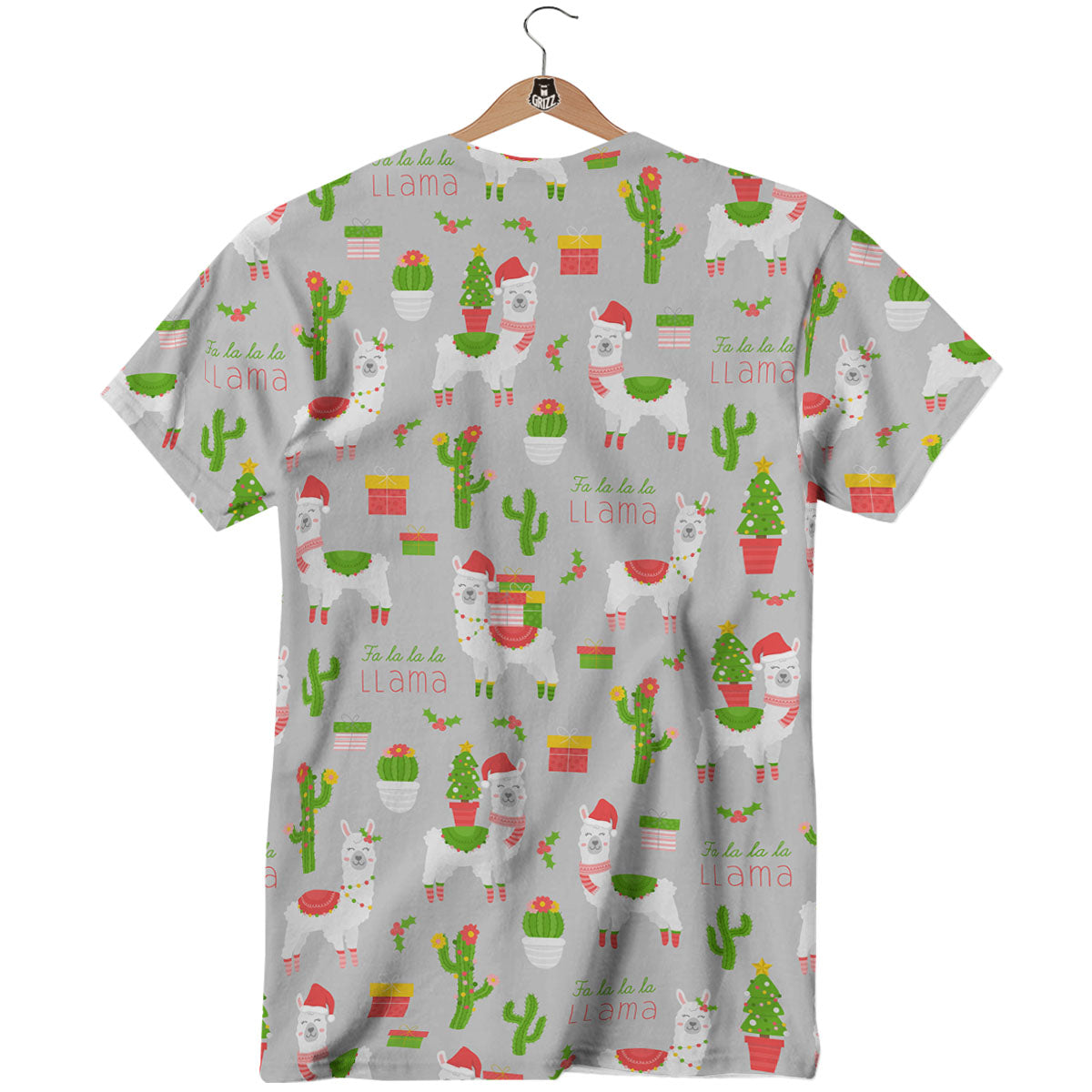Llama Xmas Santa Claus Print Pattern T-Shirt-grizzshop