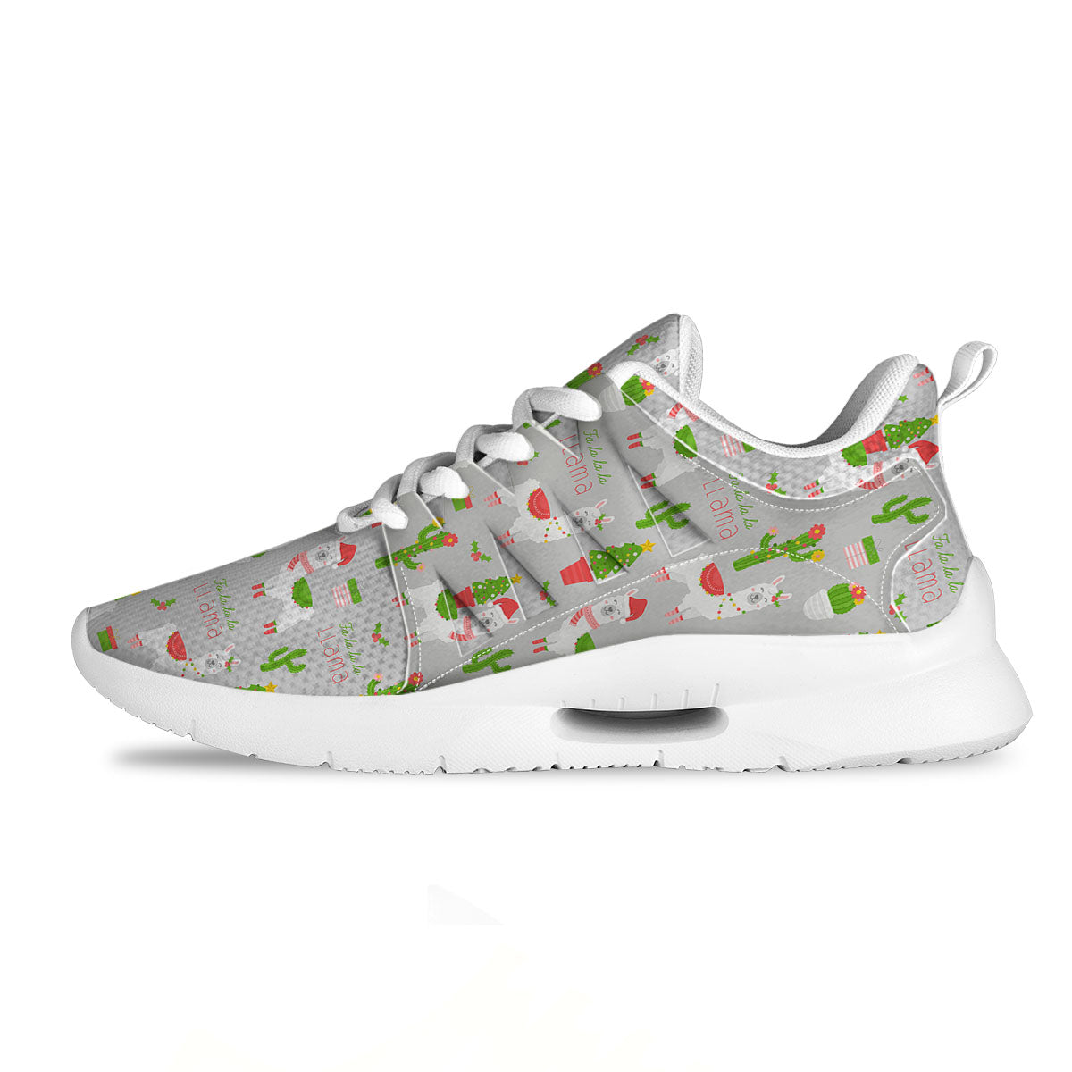 Llama Xmas Santa Claus Print Pattern Tennis Shoes-grizzshop