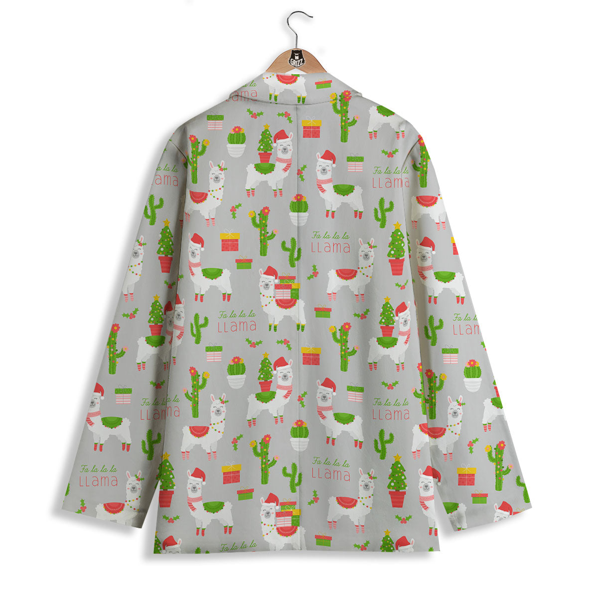 Llama Xmas Santa Claus Print Pattern Women's Blazer-grizzshop