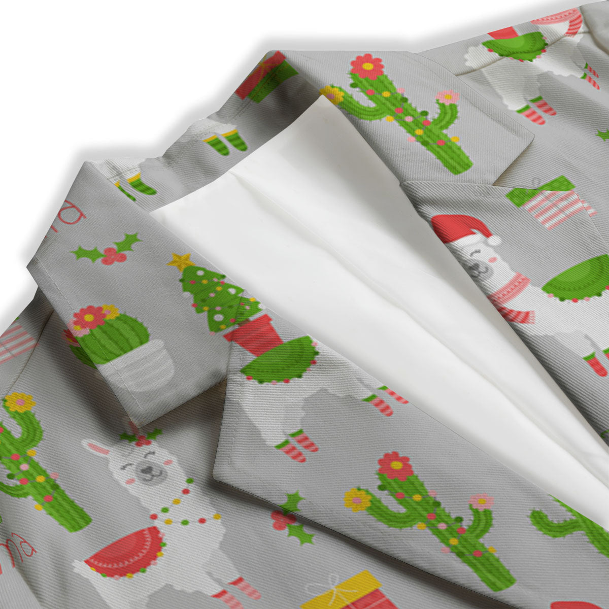 Llama Xmas Santa Claus Print Pattern Women's Blazer-grizzshop