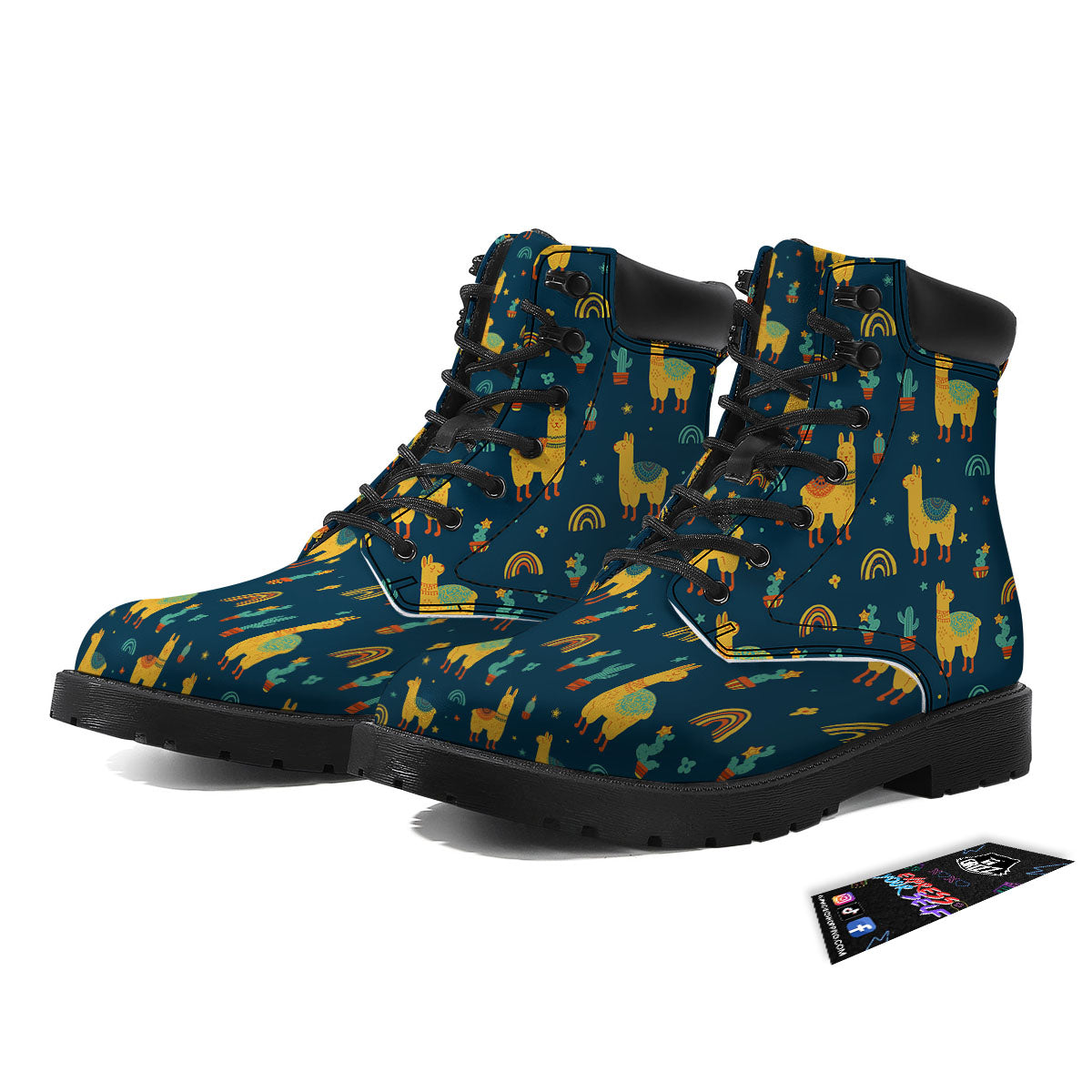 Llama Yellow Print Pattern Boots-grizzshop
