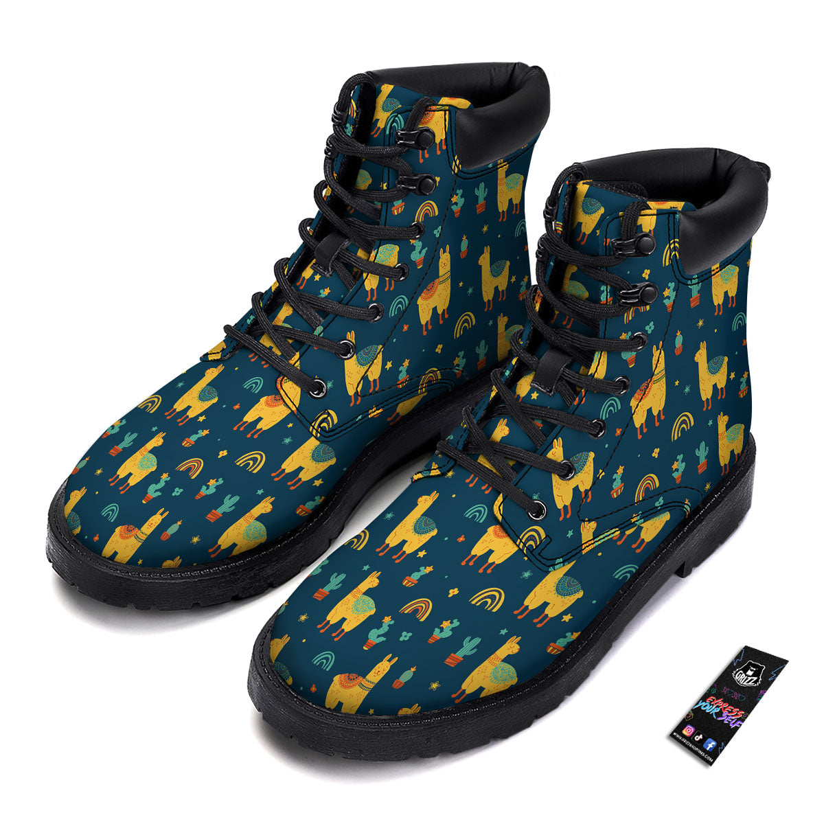 Llama Yellow Print Pattern Boots-grizzshop
