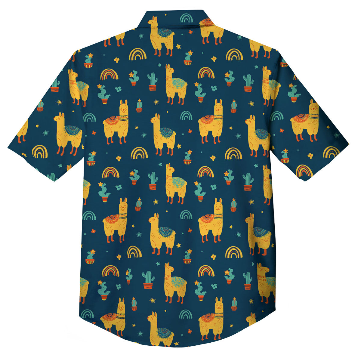 Llama Yellow Print Pattern Button Up Shirt-grizzshop