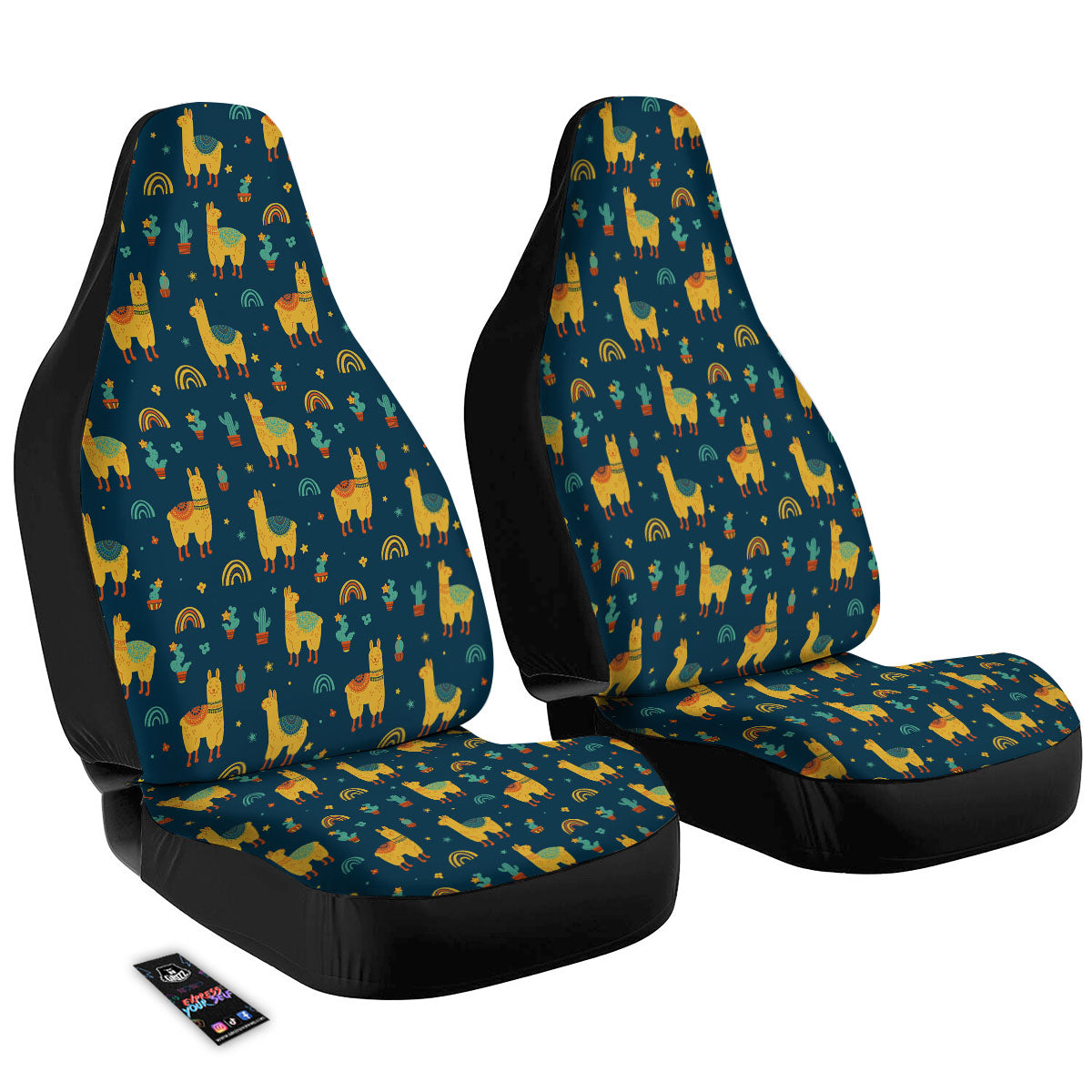 Llama Yellow Print Pattern Car Seat Covers-grizzshop