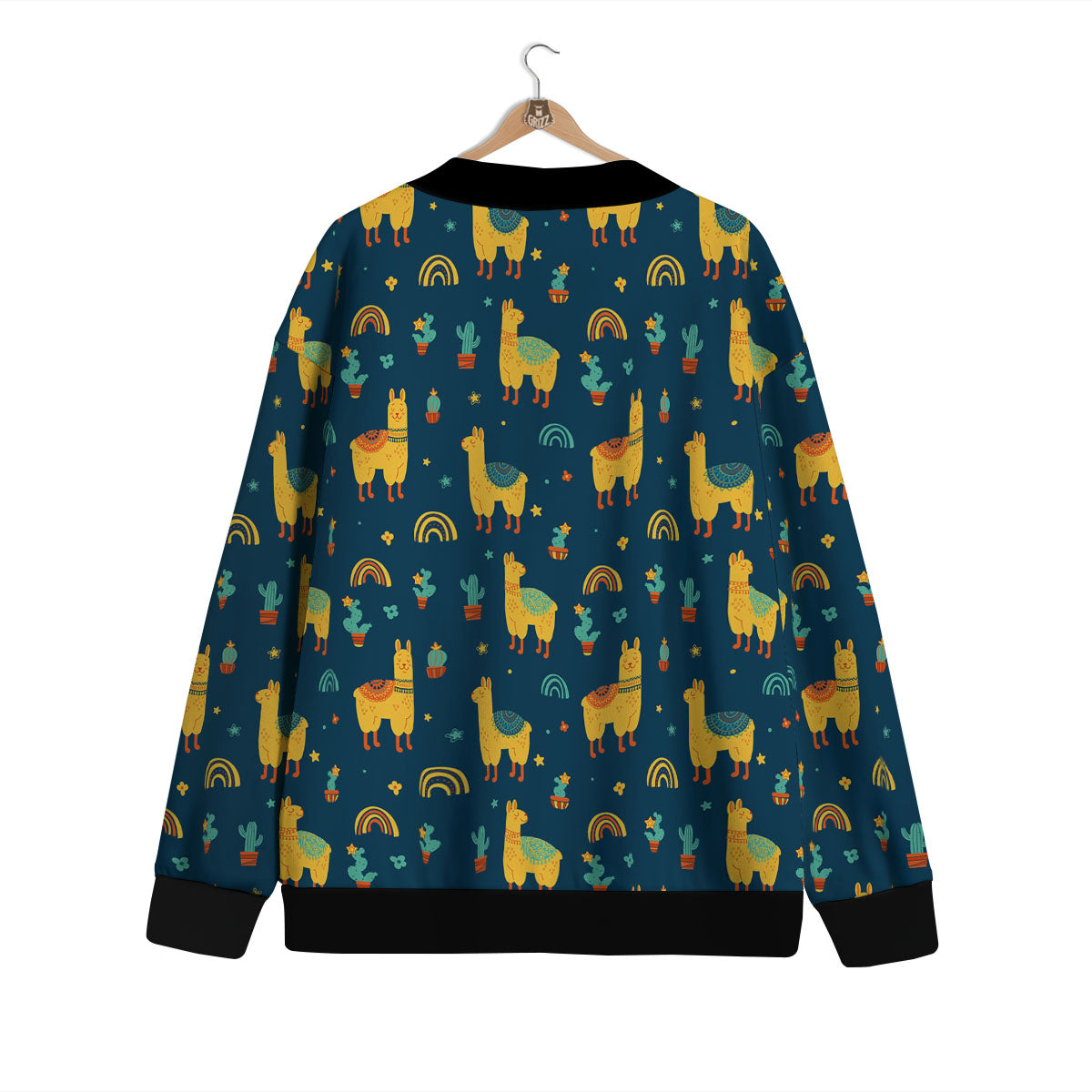 Llama Yellow Print Pattern Cardigan-grizzshop