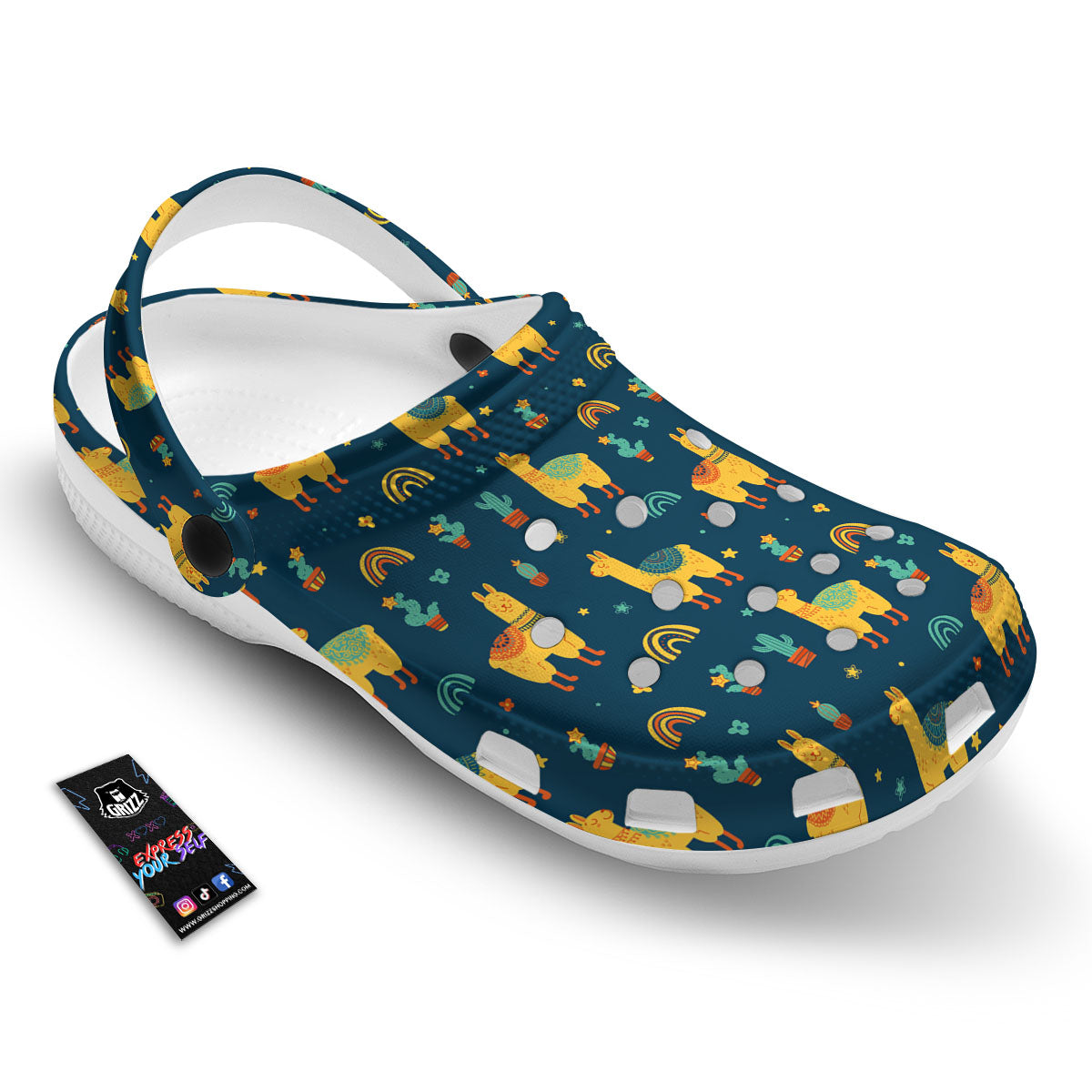 Llama Yellow Print Pattern Clog-grizzshop