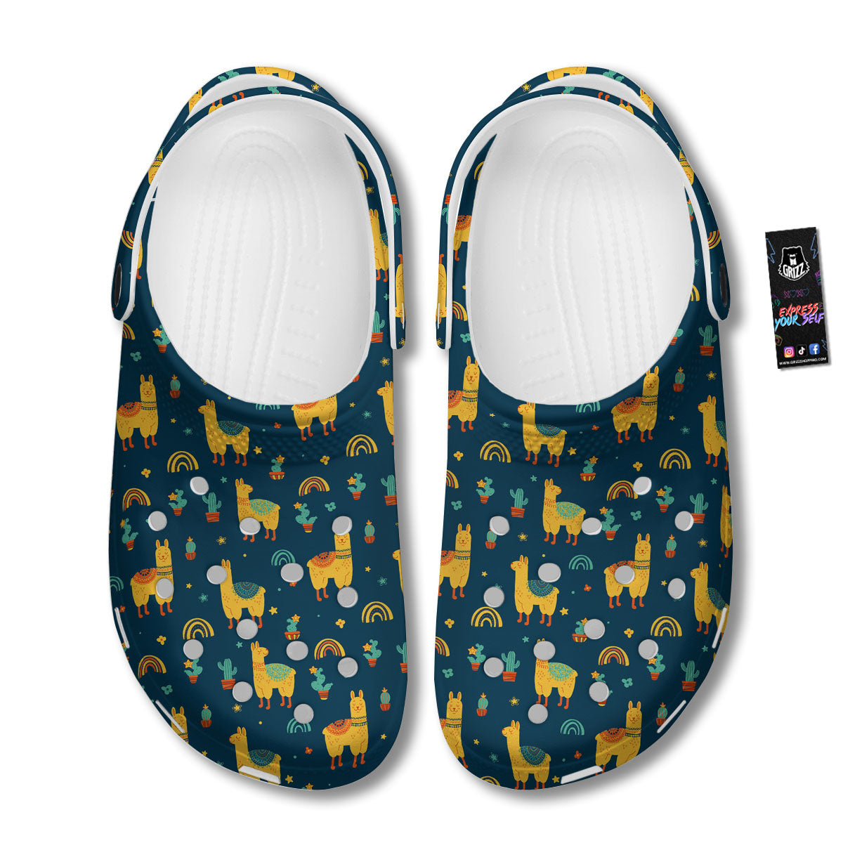 Llama Yellow Print Pattern Clog-grizzshop
