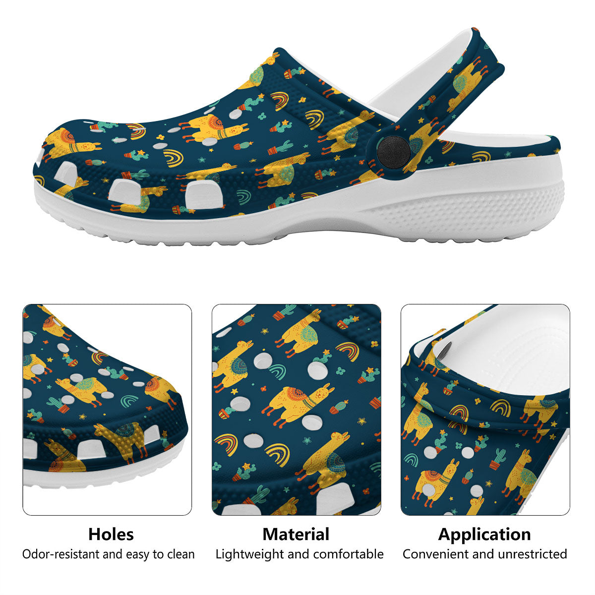 Llama Yellow Print Pattern Clog-grizzshop
