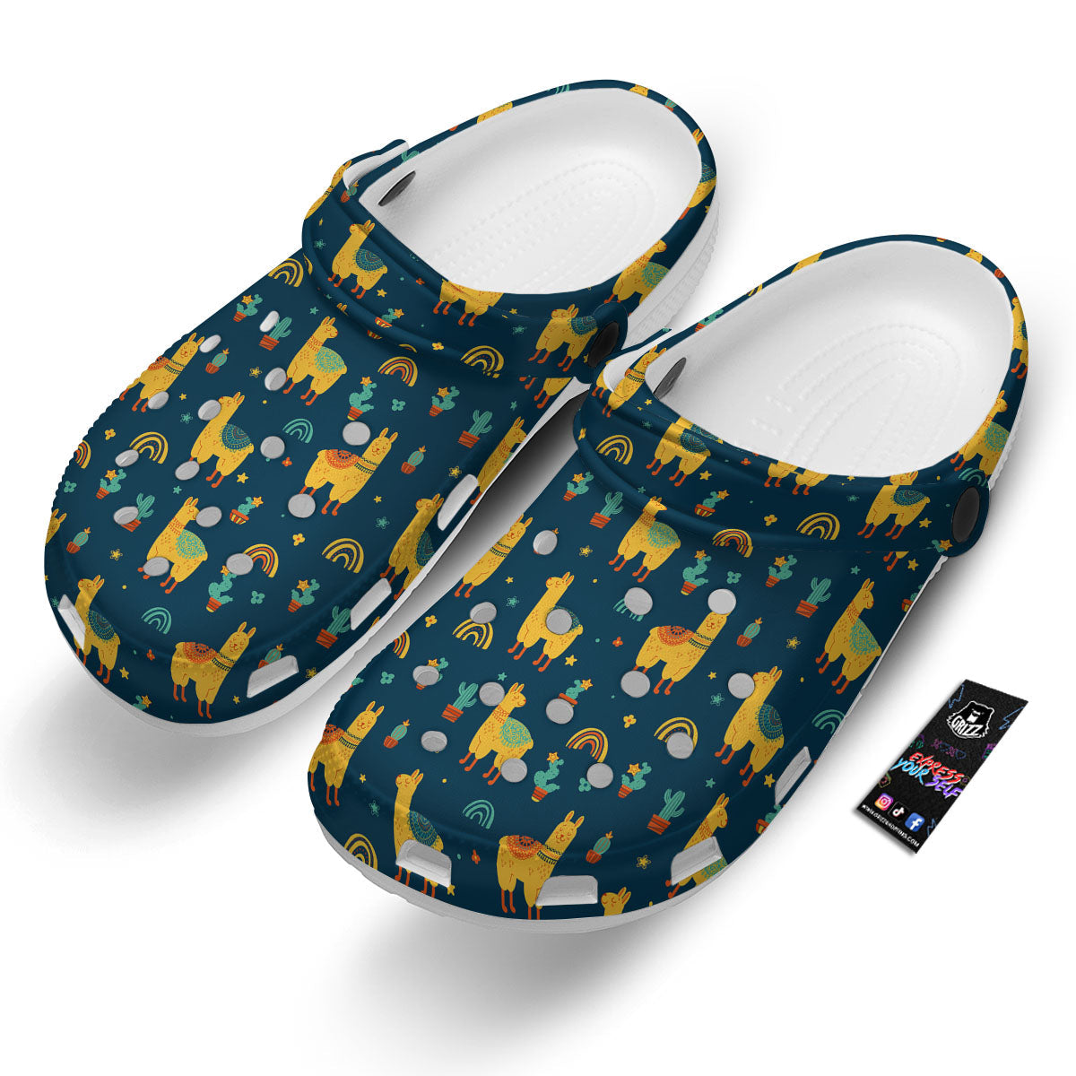 Llama Yellow Print Pattern Clog-grizzshop