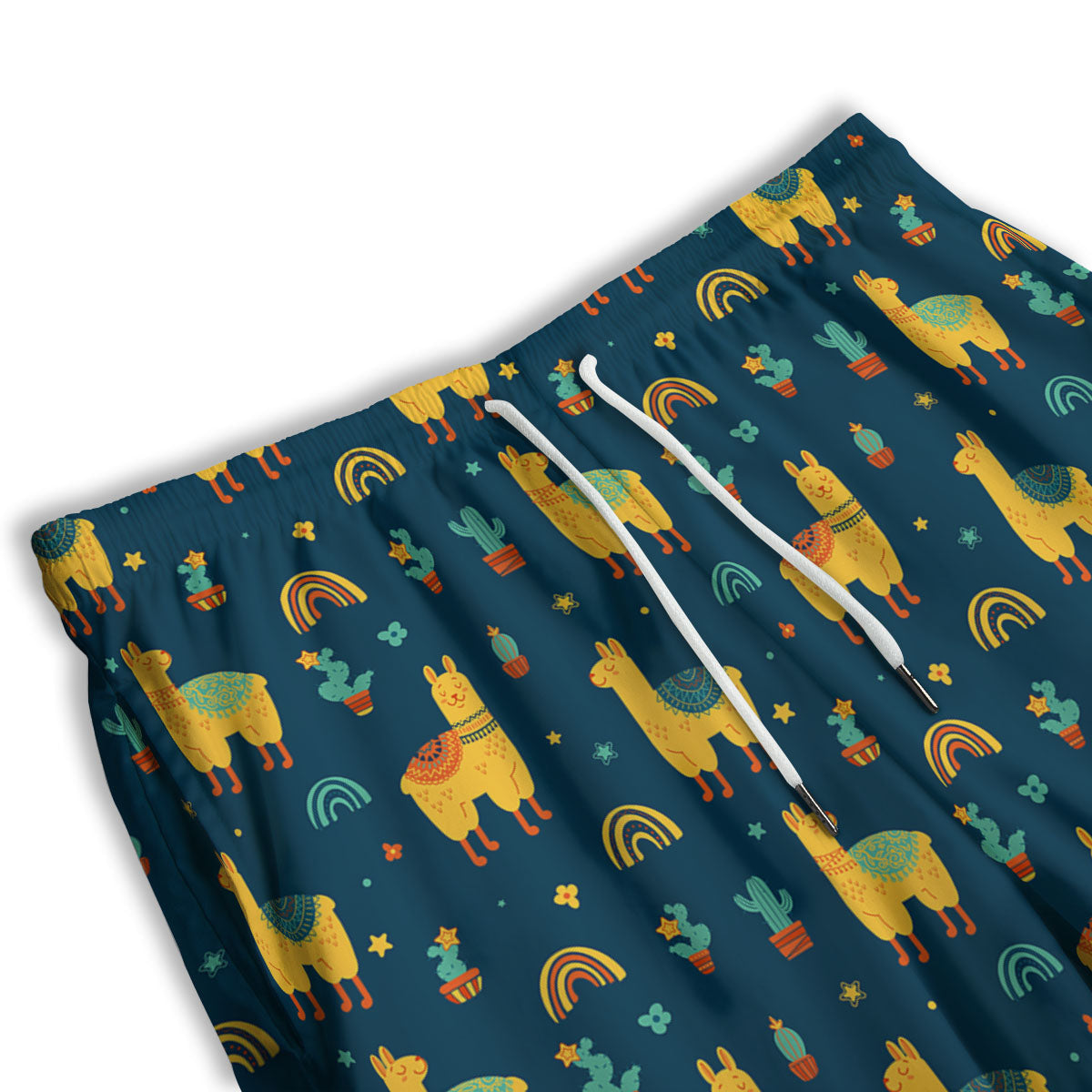 Llama Yellow Print Pattern Men's Athletic Shorts