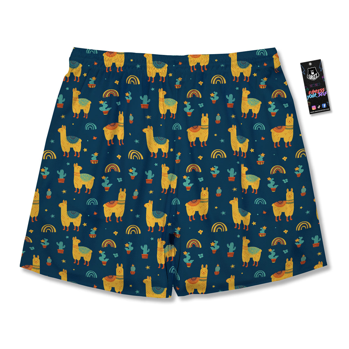 Llama Yellow Print Pattern Men's Running Shorts-grizzshop