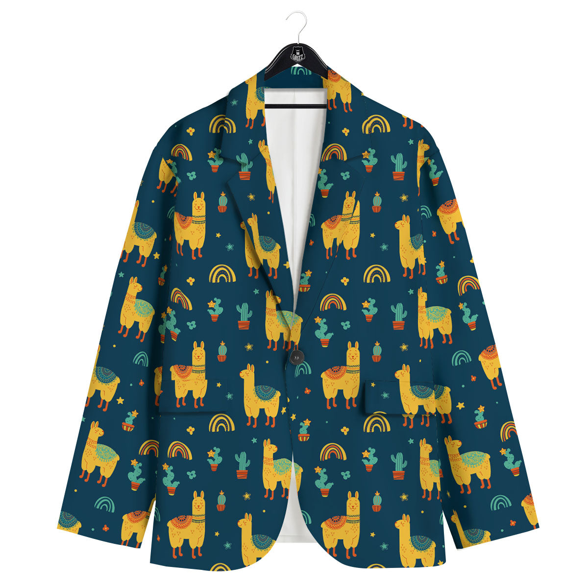 Llama Yellow Print Pattern Men's Sport Coat-grizzshop