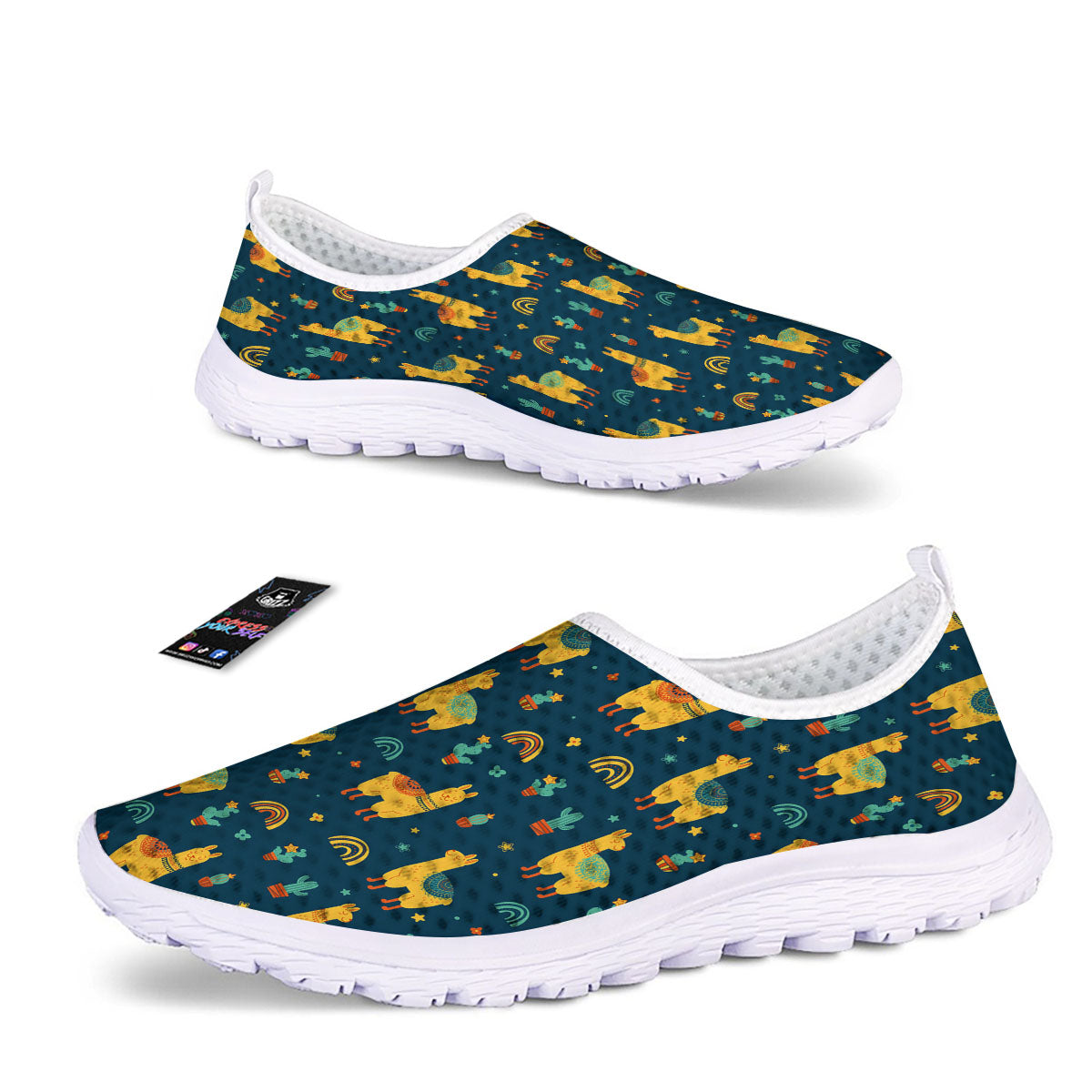 Llama Yellow Print Pattern Nurse Shoes-grizzshop