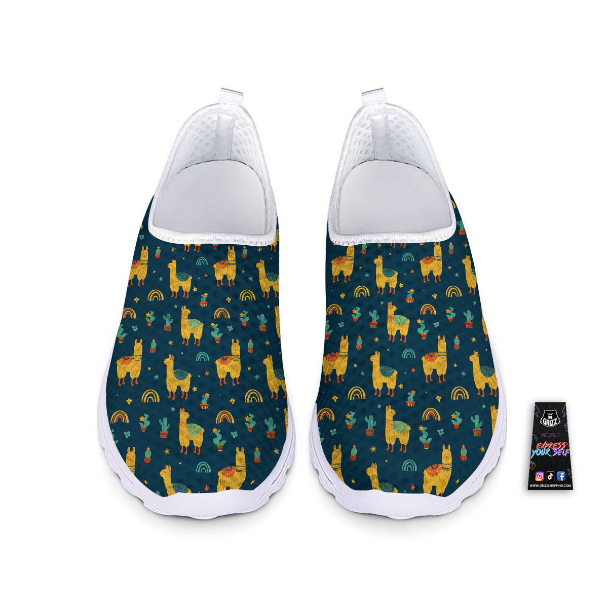 Llama Yellow Print Pattern Nurse Shoes-grizzshop