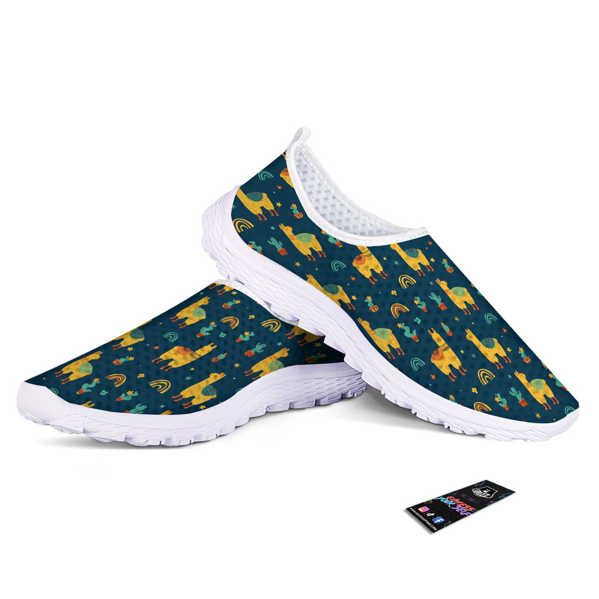 Llama Yellow Print Pattern Nurse Shoes-grizzshop