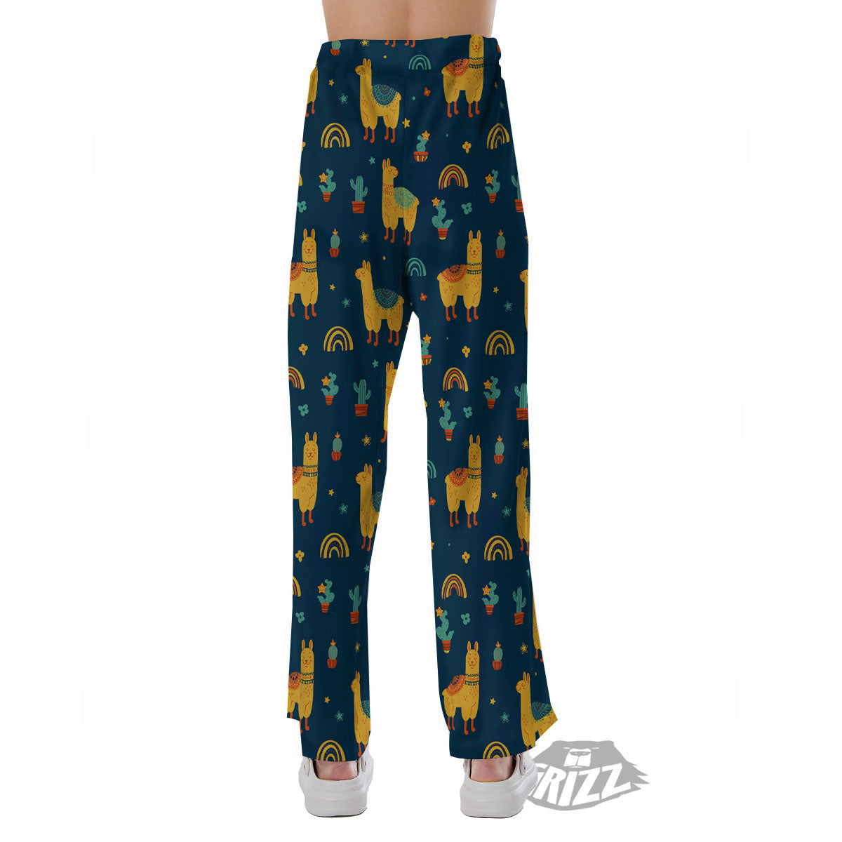 Llama Yellow Print Pattern Pajama Pants-grizzshop